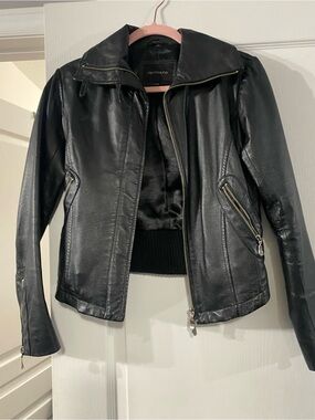 Mendocino Black Faux Leather Zip-Front Jacket